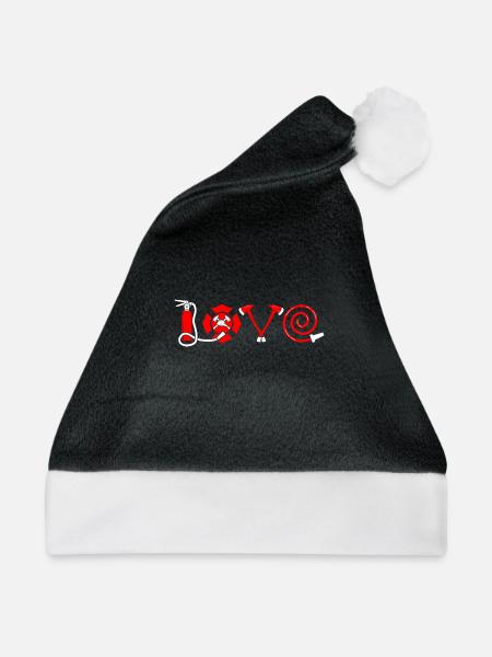 Firefighter Love Feuerwehr Leidenschaft Liebe - Weihnachtsmütze - Schwarz/Weiß - Vorne