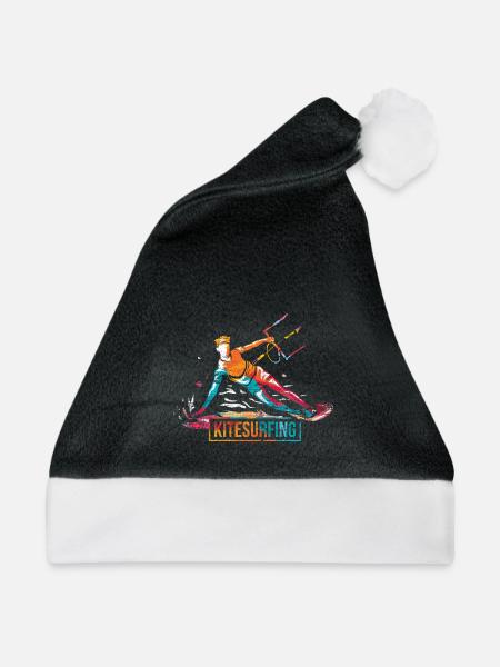 Dynamischer Kitesurfer Küstenwind - Weihnachtsmütze - Schwarz/Weiß