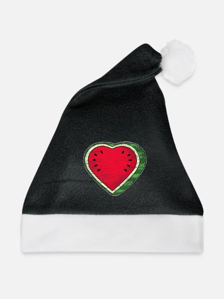 Erfrischende Wassermelone Herzform - Weihnachtsmütze - Schwarz/Weiß