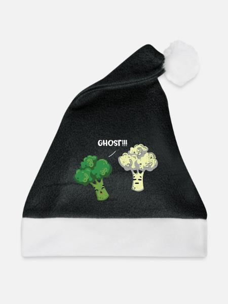 Knackfrischer Brokkoli Blumenkohl Salat - Weihnachtsmütze - Schwarz/Weiß - Vorne