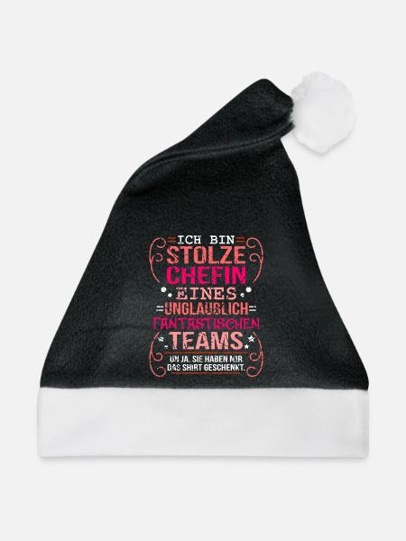 Stolze Chefin Firma Boss - Weihnachtsmütze - Schwarz/Weiß - Vorne