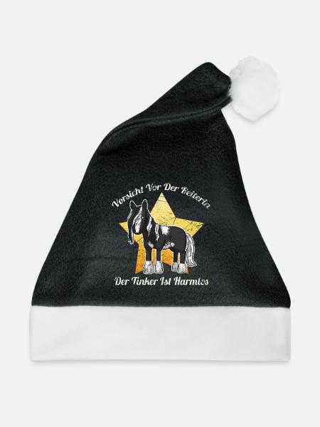 Irish Tinker Pferd Gypsy Cop - Weihnachtsmütze - Schwarz/Weiß - Vorne