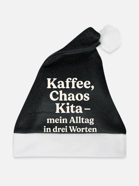 Kaffee Chaos Kita (hellbeige) - Weihnachtsmütze - Schwarz/Weiß