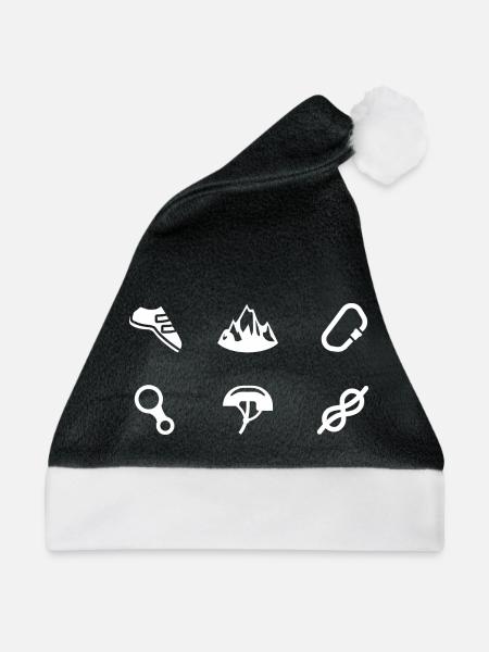 Klettern Symbole Bouldern Bergsteiger Freeclimber - Weihnachtsmütze - Schwarz/Weiß - Vorne