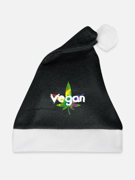 Cannabis Vegan - Weihnachtsmütze - Schwarz/Weiß