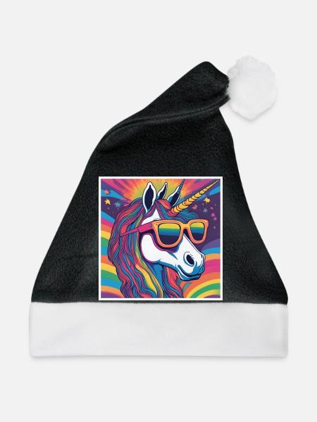 Einhorn 1 - Weihnachtsmütze - Schwarz/Weiß - Vorne