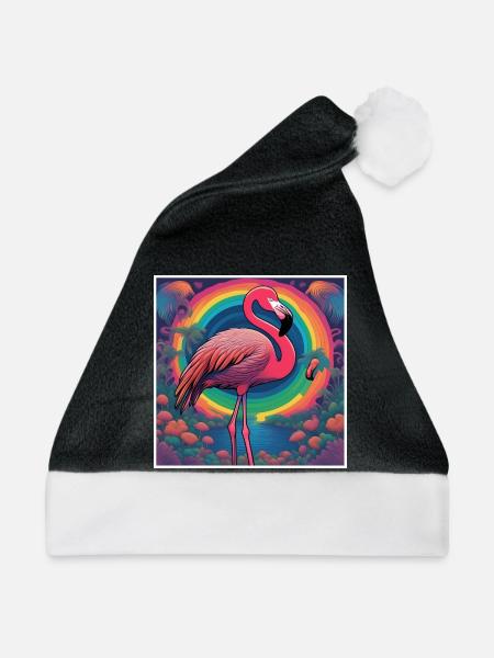 Flamingo#1 - Weihnachtsmütze - Schwarz/Weiß