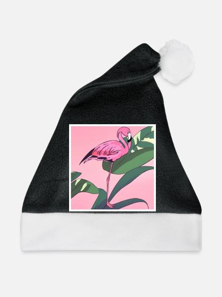 Flamingo#2 - Weihnachtsmütze - Schwarz/Weiß
