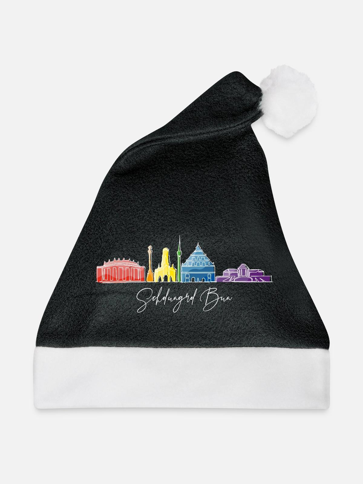 Stuttgart Bua - Weihnachtsmütze - Schwarz/Weiß - Vorne
