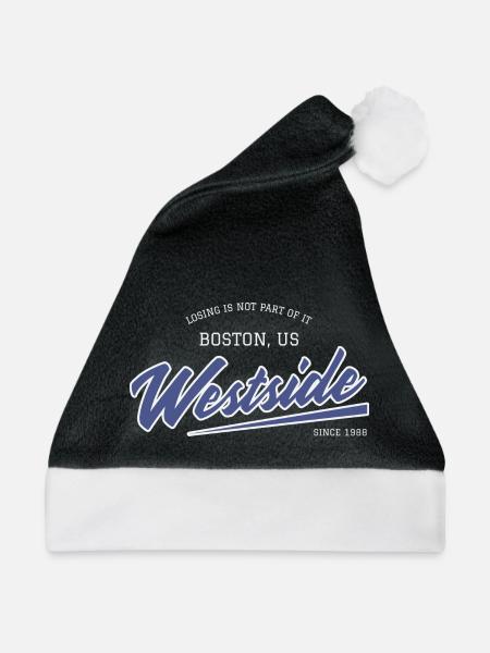 Westside Boston Retro Schriftzug - Weihnachtsmütze - Schwarz/Weiß