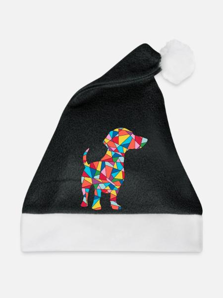 Dackel Mama Dachshund Kinder Frauen Mädchen Teckel - Weihnachtsmütze - Schwarz/Weiß - Vorne