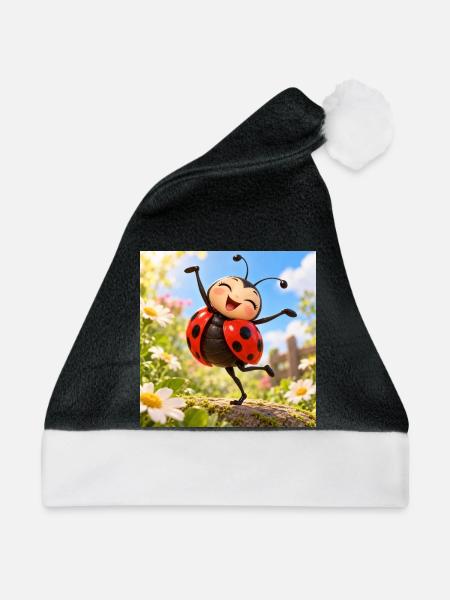 Glückliches Marienkäfer im Garten - Weihnachtsmütze - Schwarz/Weiß