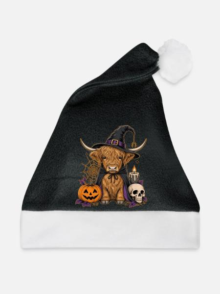  Hochlandrind Halloween - Weihnachtsmütze - Schwarz/Weiß