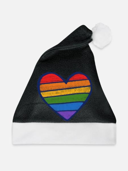 Regenbogenstolzherz - Weihnachtsmütze - Schwarz/Weiß