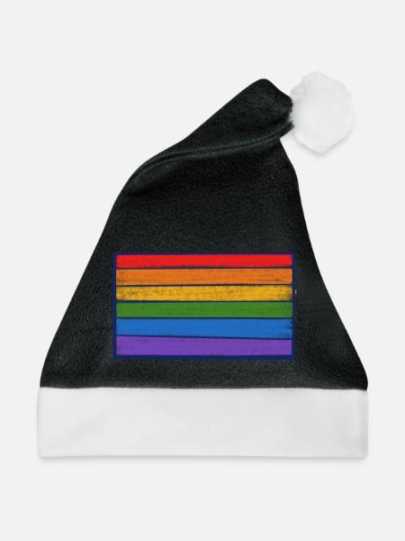 Regenbogenstreifen-Burst - Weihnachtsmütze - Schwarz/Weiß