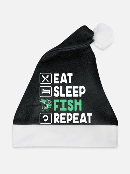 Forelle Forellenteich Angelhaken Angelrute Angler - Weihnachtsmütze - Schwarz/Weiß - Vorne