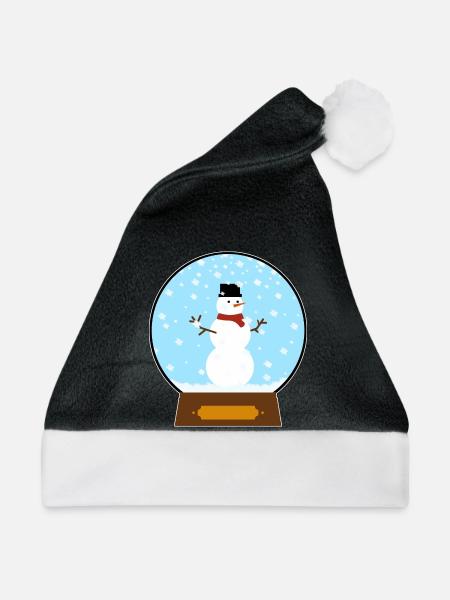 Schneemann in Schneekugel - Weihnachtsmütze - Schwarz/Weiß