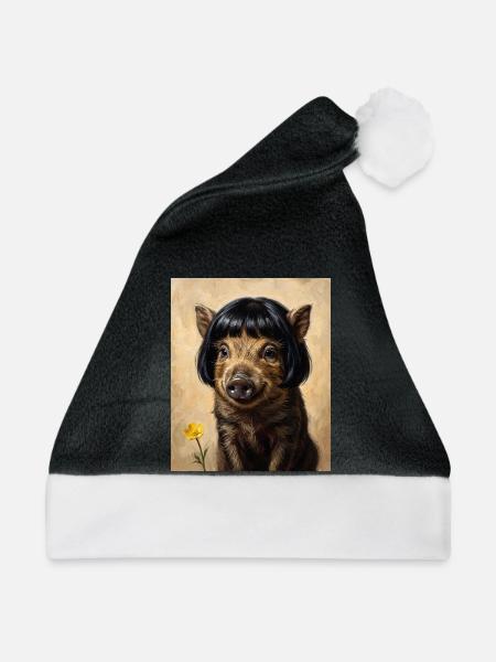 Lustiger Frischling Bob Haarschnitt - Weihnachtsmütze - Schwarz/Weiß