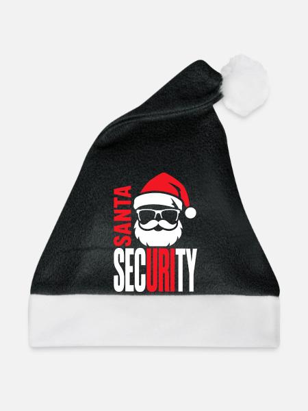Weihnachtsmann-Sicherheitslogo - Weihnachtsmütze - Schwarz/Weiß
