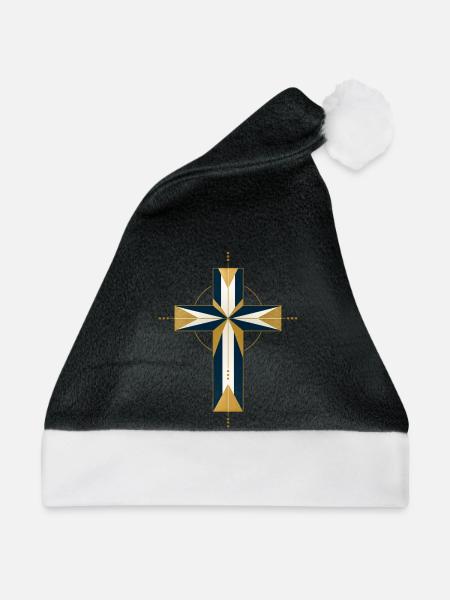 Geometrisches Kreuzstern-Muster - Weihnachtsmütze - Schwarz/Weiß
