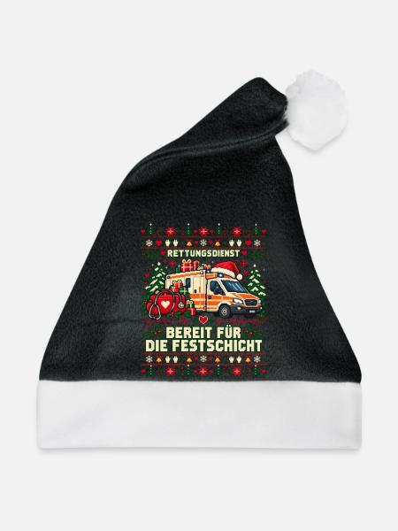 Rettungsdienst - Bereit für die Festschicht - Weihnachtsmütze - Schwarz/Weiß
