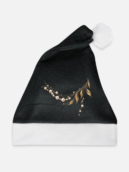 Pearl Elegance – Gold & Pearls - Weihnachtsmütze - Schwarz/Weiß