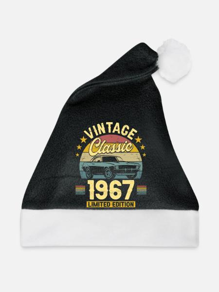 1967 60-Jahres-Jubiläums-Oldtimer - Weihnachtsmütze - Schwarz/Weiß