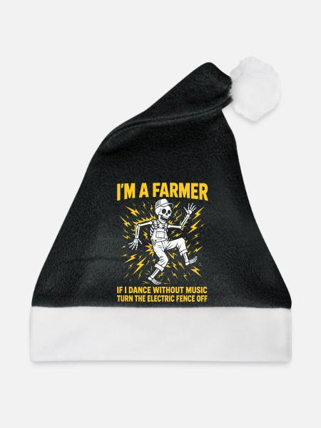 Landwirt, Kuhbauer, Farmer, Landwirtschaft, Bauer - Weihnachtsmütze - Schwarz/Weiß - Vorne