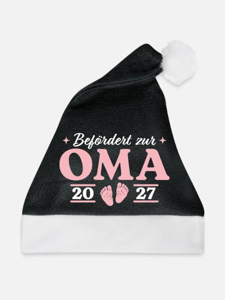 Werdende Oma 2027 Befördert zur Großmutter - Weihnachtsmütze - Schwarz/Weiß - Vorne