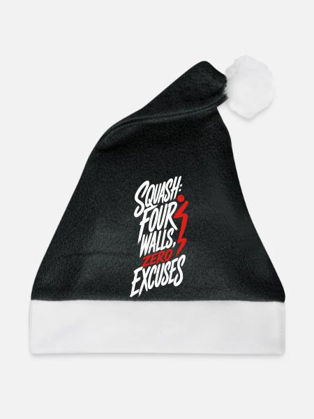 Squash – Four Walls Zero Excuses - Weihnachtsmütze - Schwarz/Weiß - Vorne