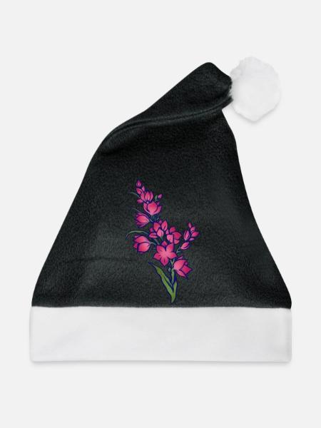 Pink Bloom Cluster-Kunst - Weihnachtsmütze - Schwarz/Weiß