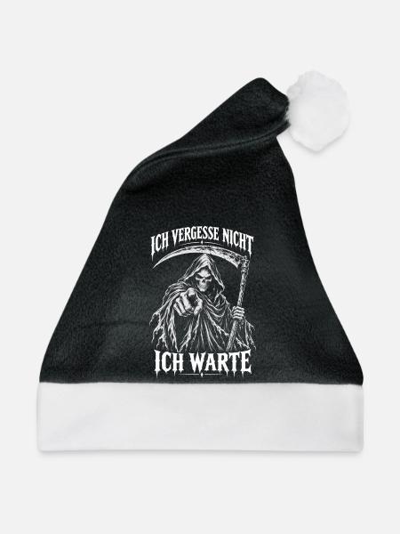 Gothic Schwarzer Humor Sensenmann Horror Düster - Weihnachtsmütze - Schwarz/Weiß - Vorne