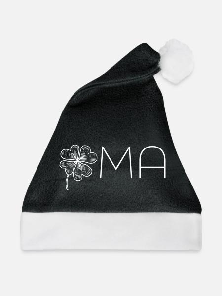 Oma mit Kleeblatt – Weiß - Weihnachtsmütze - Schwarz/Weiß