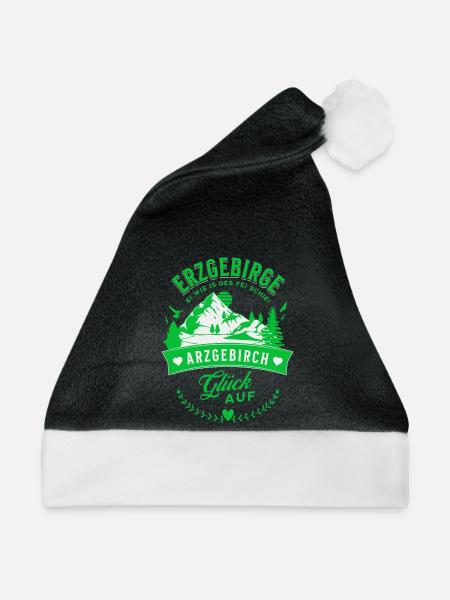 Erzgebirge Ei Wie Is Des Fei Schie Arzgebirch - Weihnachtsmütze - Schwarz/Weiß - Vorne