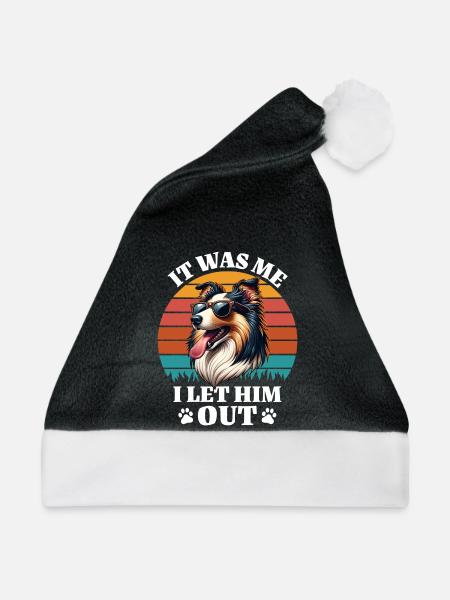 Lustige Langhaar Collie Sprüche - Weihnachtsmütze - Schwarz/Weiß