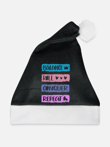 Rollerskater Party Balance Roll Conquer Gift Idea - Weihnachtsmütze - Schwarz/Weiß - Vorne