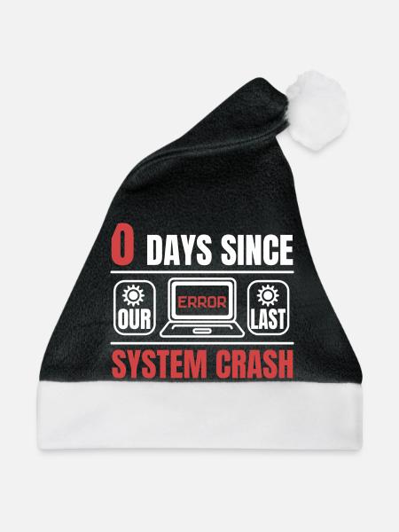 Technical Support 0 Days Since My Last PC Crash - Weihnachtsmütze - Schwarz/Weiß - Vorne