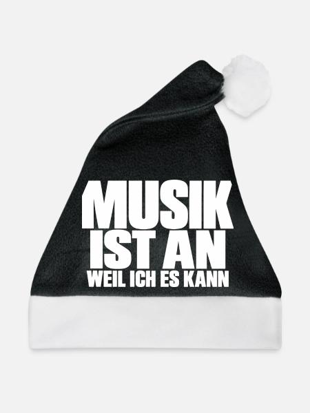 Musik ist an weil ich es kann Deejay DJ Sound - Weihnachtsmütze - Schwarz/Weiß - Vorne