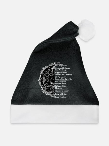 Mandala Buddha Affirmationen - Weihnachtsmütze - Schwarz/Weiß - Vorne