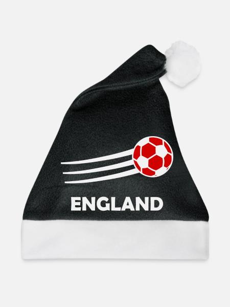 Englischer Fußballer mit Fußball – Fan Design - Weihnachtsmütze - Schwarz/Weiß - Vorne