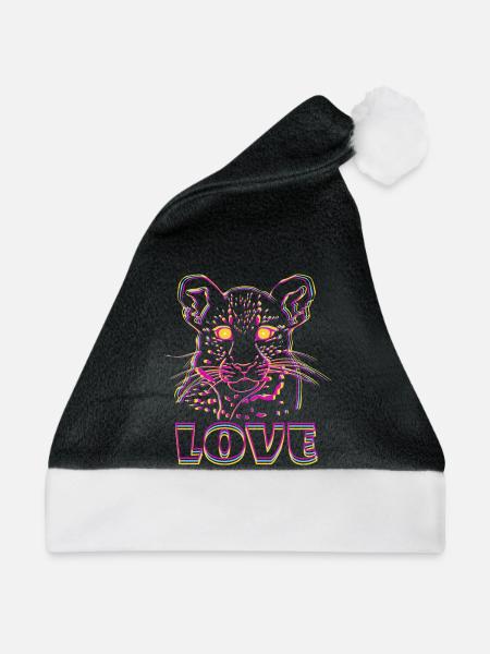 Neon-Tiger Love Kunst - Weihnachtsmütze - Schwarz/Weiß