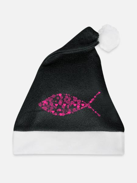 Ichthys Herzen - Weihnachtsmütze - Schwarz/Weiß