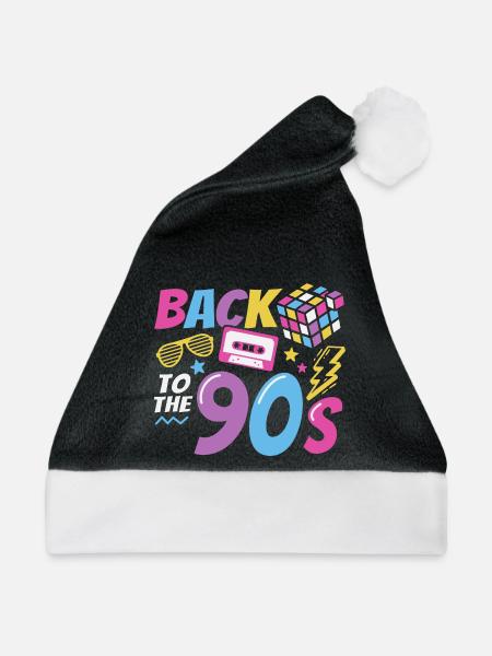 90er Jahre Party Kostüm Retro 90s Mottoparty - Weihnachtsmütze - Schwarz/Weiß - Vorne