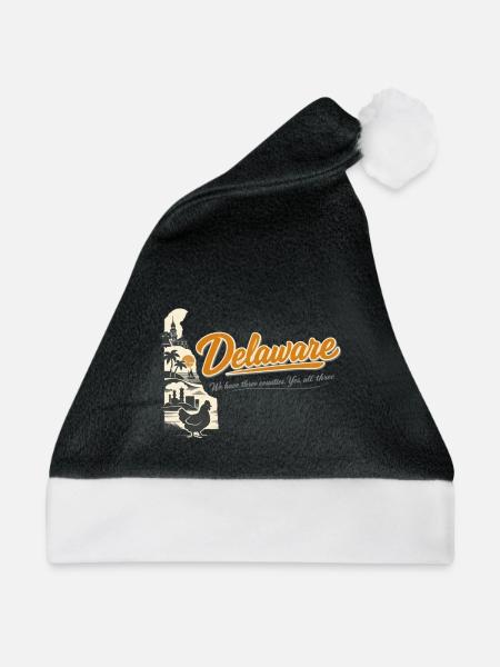 Delaware Retro Vintage First State Blue Hen Design - Weihnachtsmütze - Schwarz/Weiß - Vorne