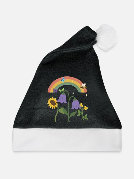Blumen floral Natur Zeichnung Blumenliebhaber - Weihnachtsmütze - Schwarz/Weiß - Vorne