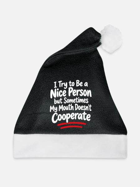 Ehrlicher Mund-Sarkasmus-Zitat-Tee - Weihnachtsmütze - Schwarz/Weiß