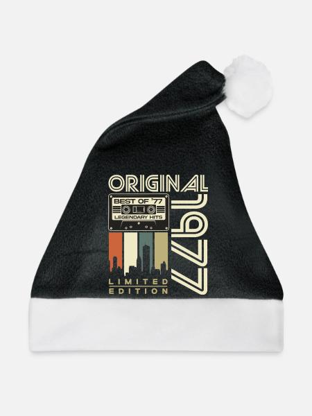 Original 1977 Jahrgang Vintage Geburtstag Retro - Weihnachtsmütze - Schwarz/Weiß - Vorne