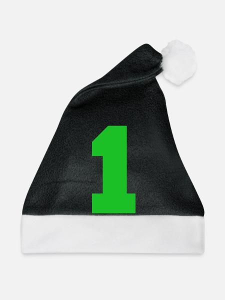 Leuchtendes Eins-Motiv auf Schwarz - Weihnachtsmütze - Schwarz/Weiß