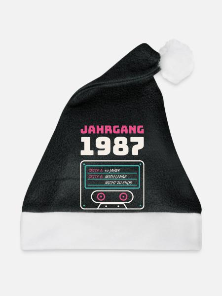 Jahrgang 1987 Kassette - Weihnachtsmütze - Schwarz/Weiß