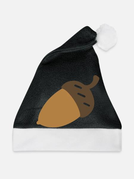 Eichel Pflanze Illustration Geschenkidee - Weihnachtsmütze - Schwarz/Weiß